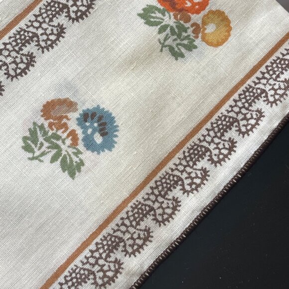 VTG Brown Yellow Blue Floral VTG Napkins Mid Century Colors Upcycle Craft - Picture 8 of 10